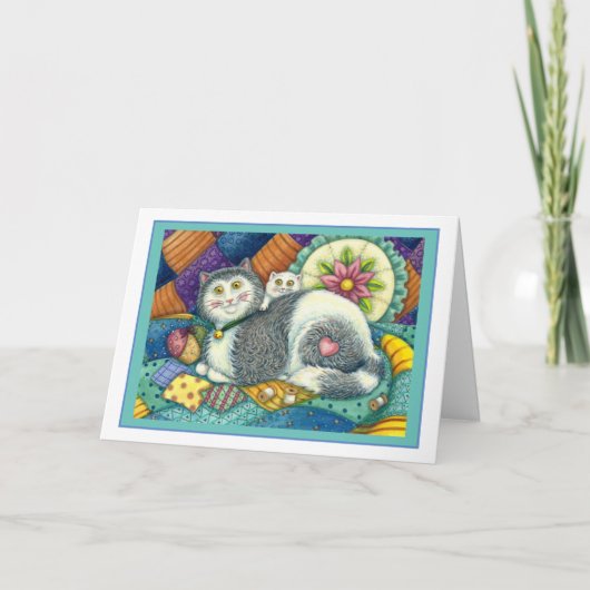 MUTTER KATZE & KÜCHE, PFLANZCHENWERKE, PINZUSHION KARTE (Vorderseite)