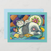 MUTTER KATZE & KÜCHE, PFLANZCHENWERKE, PINZUSHION POSTKARTE (Vorne/Hinten)