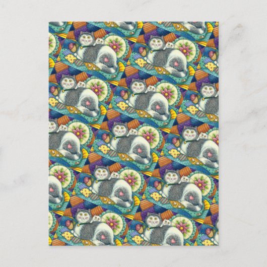 MUTTER KATZE & KÜCHE, PFLANZCHENWERKE, PINZUSHION POSTKARTE (Vorderseite)