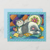 MUTTER KATZE & KÜCHE, PFLANZCHENWERKE, PINZUSHION POSTKARTE (Vorne/Hinten)