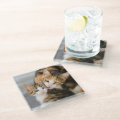 Mutter Katze Lieben Niedlich Kätzchen Foto, Tischd Glasuntersetzer (Schrägansicht)