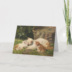 Mutter Katze mit Kätzchen   Julius Adam the Younge Karte