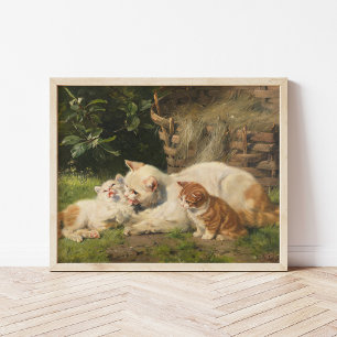 Mutter Katze mit Kätzchen   Julius Adam the Younge Poster