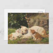 Mutter Katze mit Kätzchen | Julius Adam the Younge Postkarte (Vorne/Hinten)