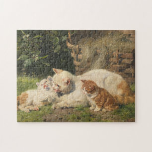 Mutter Katze mit Kätzchen   Julius Adam the Younge Puzzle