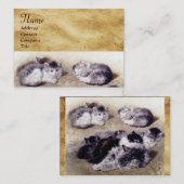 MUTTER KATZE MIT KITTENPAKET Monogramm Visitenkarte (Vorne/Hinten)