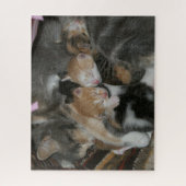 Mutter Katze und Baby Kittens Puzzle (Vertikal)