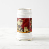 Mutter Katze und Kätzchen spielen mit Gitarre Bierglas (Mittel)