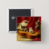 Mutter Katze und Kätzchen spielen mit Gitarre Button (Vorne & Hinten)