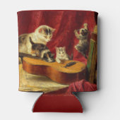 Mutter Katze und Kätzchen spielen mit Gitarre Dosenkühler (Rückseite)