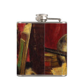 Mutter Katze und Kätzchen spielen mit Gitarre Flachmann (Rückseite)