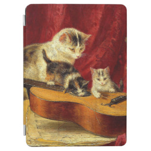 Mutter Katze und Kätzchen spielen mit Gitarre iPad Air Hülle