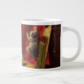 Mutter Katze und Kätzchen spielen mit Gitarre Jumbo-Tasse (Rechts)