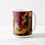Mutter Katze und Kätzchen spielen mit Gitarre Kaffeetasse (VorderseiteRechts)