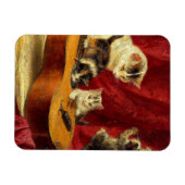 Mutter Katze und Kätzchen spielen mit Gitarre Magnet (Horizontal)