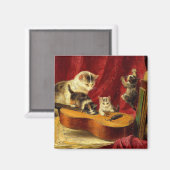 Mutter Katze und Kätzchen spielen mit Gitarre Magnet (Vorderseite/Rückseite)