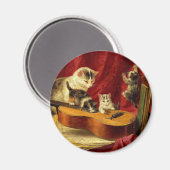 Mutter Katze und Kätzchen spielen mit Gitarre Magnet (Vorderseite/Rückseite)