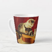 Mutter Katze und Kätzchen spielen mit Gitarre Milchtasse (Linke Ecke)