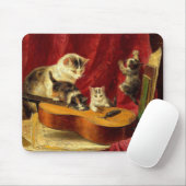 Mutter Katze und Kätzchen spielen mit Gitarre Mousepad (Mit Mouse)