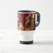 Mutter Katze und Kätzchen spielen mit Gitarre Reisebecher (VorderseiteRechts)