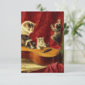 Mutter Katze und Kätzchen spielen mit Gitarre RSVP Karte (Stehend Vorderseite)