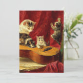 Mutter Katze und Kätzchen spielen mit Gitarre Save The Date (Stehend Vorderseite)