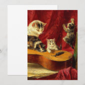 Mutter Katze und Kätzchen spielen mit Gitarre Save The Date (Vorne/Hinten)
