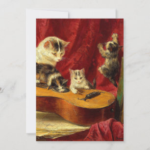 Mutter Katze und Kätzchen spielen mit Gitarre Save The Date