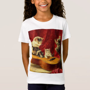 Mutter Katze und Kätzchen spielen mit Gitarre T-Shirt