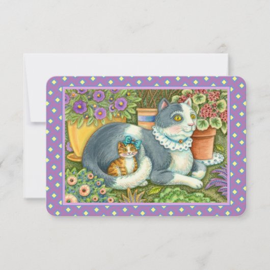 MUTTER KATZE UND KÜCHE, BLUME, BOWS & LEITFLÄCHE KARTE (Vorderseite)