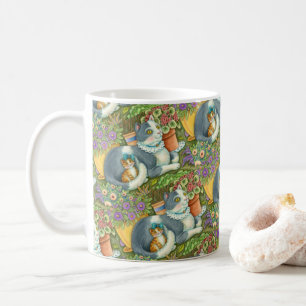 MUTTER KATZE UND KÜCHE, BLUME, BOWS & PLATZ KAFFEETASSE