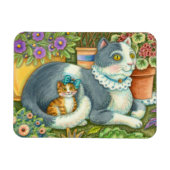 MUTTER KATZE UND KÜCHE, BLUME, BOWS & PLATZ MAGNET (Horizontal)