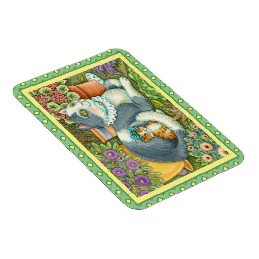 MUTTER KATZE UND KÜCHE, BLUME, BOWS & PLATZ MAGNET (Rechte Seite)