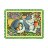 MUTTER KATZE UND KÜCHE, BLUME, BOWS & PLATZ MAGNET (Horizontal)
