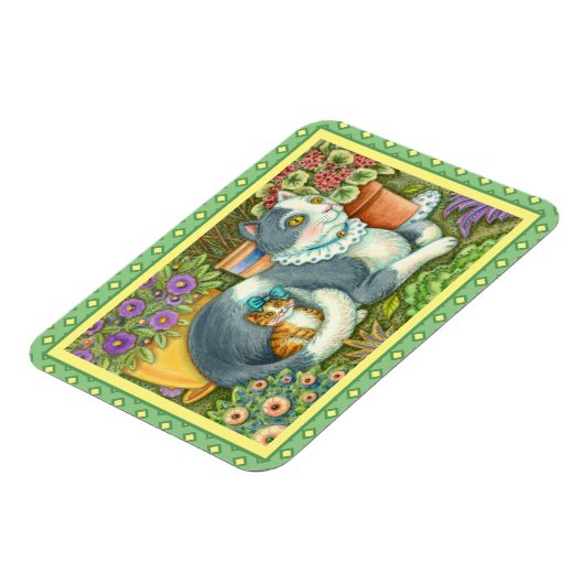 MUTTER KATZE UND KÜCHE, BLUME, BOWS & PLATZ MAGNET (Linke Seite)