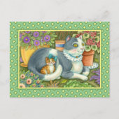 MUTTER KATZE UND KÜCHE, BLUME, BOWS & PLATZ POSTKARTE (Vorderseite)