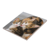 Mutter-Katzen-Liebe-niedliches Kätzchen, Keramik Fliese (Seite)