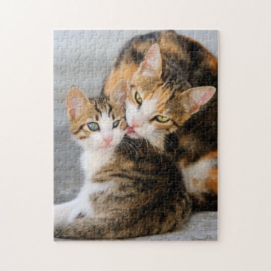 Mutter Katzen Lieben Niedlich Baby Kitten Tier Fot Puzzle (Vertikal)