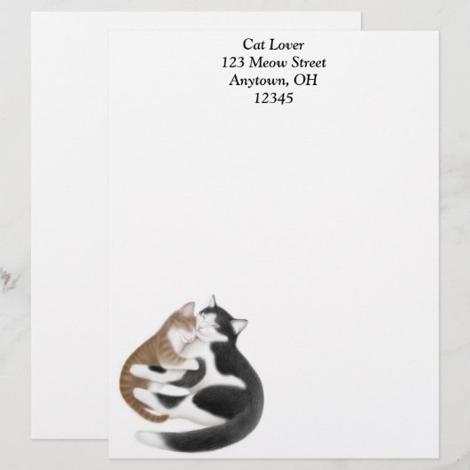 Mutter-Katzen-und Kätzchen-Briefkopf Briefkopf (Vorne/Hinten)