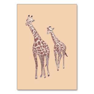 Mutter Kind Giraffe Lesekarten für Erwachsene Tischnummer