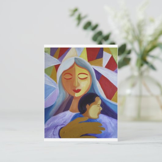 Mutter & Kind in der kubistischen Welt Postkarte (Stehend Vorderseite)