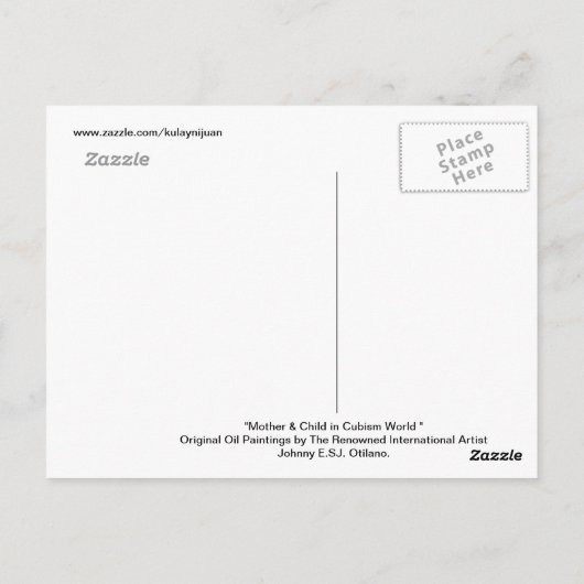 Mutter & Kind in der kubistischen Welt Postkarte (Rückseite)