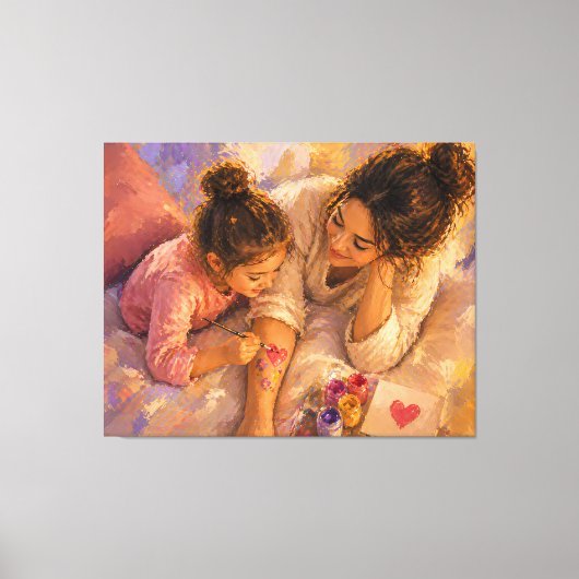 Mutter Kind Malen Liebe Leinwand Wandkunst (Vorderseite)