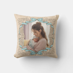 Mutter & Kind Vintage Baby Blaues Schleifenbild Kissen