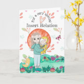 Mutter Kind Whimsikgarten Frühjahrs Babyvogel Kuns Karte (Gelbe Blume)