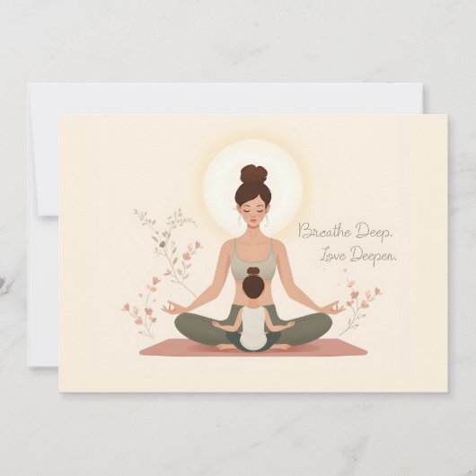 Mutter-Kind-Yoga-Meditationskunst Feiertagskarte (Vorderseite)