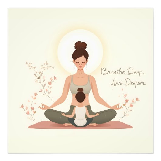 Mutter-Kind-Yoga-Meditationskunst Fotodruck (Vorne)
