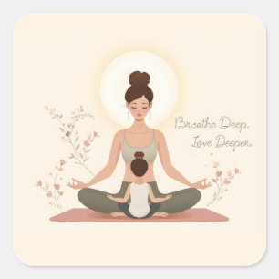 Mutter-Kind-Yoga-Meditationskunst Quadratischer Aufkleber