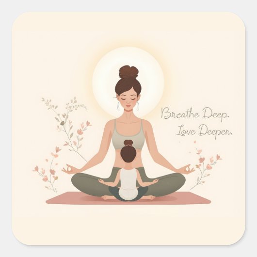 Mutter-Kind-Yoga-Meditationskunst Quadratischer Aufkleber (Vorderseite)
