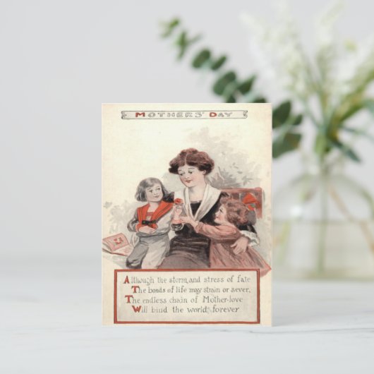 Mutter Kinder Blume Postkarte (Stehend Vorderseite)